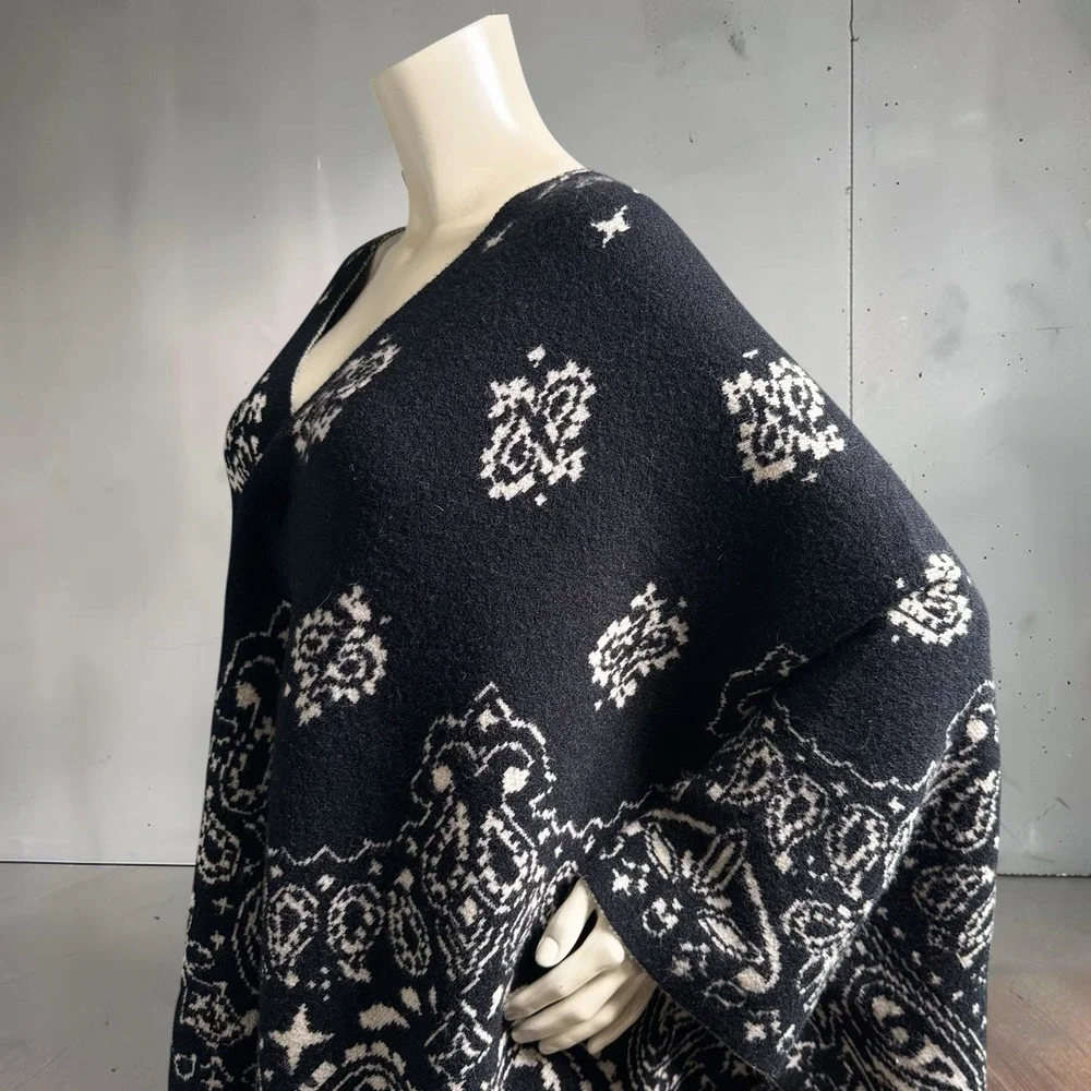OTHER WESTERN BANDANA PONCHO BLACK OS